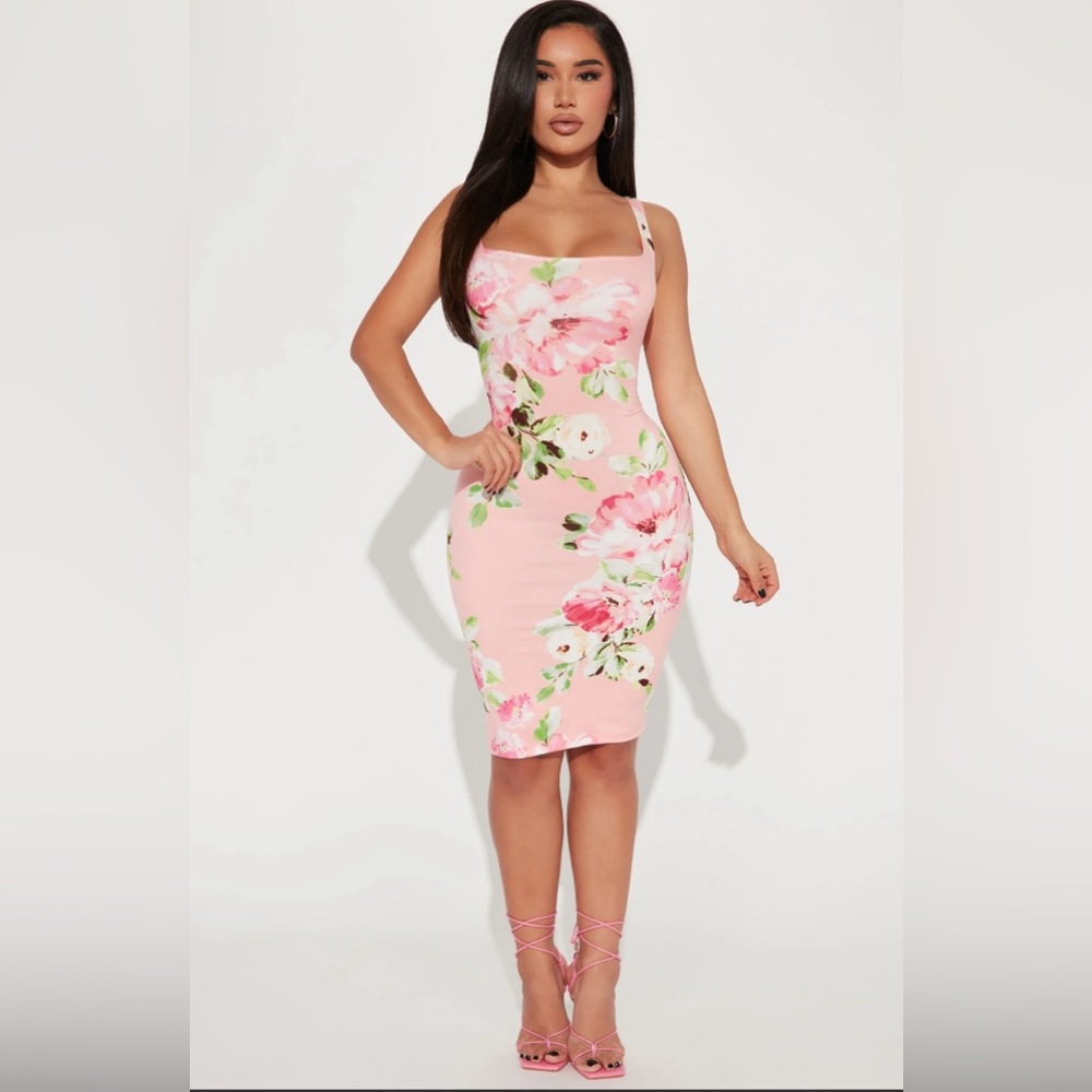Fashion nova baby pink floral dress